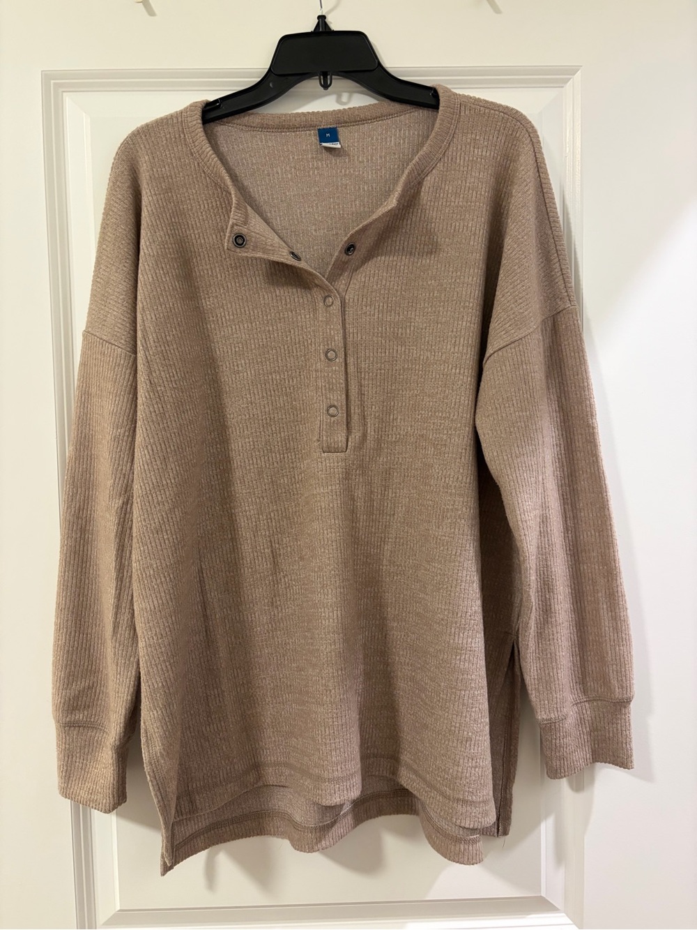 Old Navy Oatmeal Henley Oversized Sweater